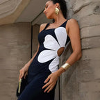 Vestido Midi Floral Elegante com Recorte Lateral