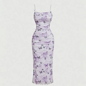 Vestido Midi Tule Estampado Elegante