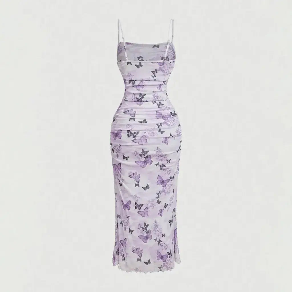 Vestido Midi Tule Estampado Elegante