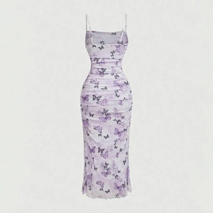 Vestido Midi Tule Estampado Elegante