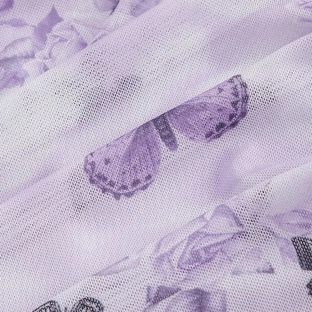 Vestido Midi Tule Estampado Elegante