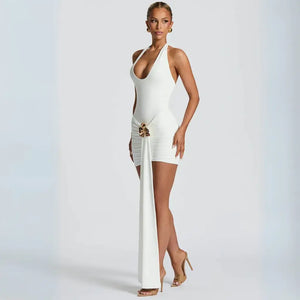 Vestido Para Réveillon Feminino Curto Branco Frente Única