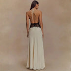 Vestido Para Réveillon Longo Decote Profundo Renda Elegante