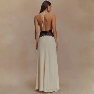 Vestido Para Réveillon Longo Decote Profundo Renda Elegante