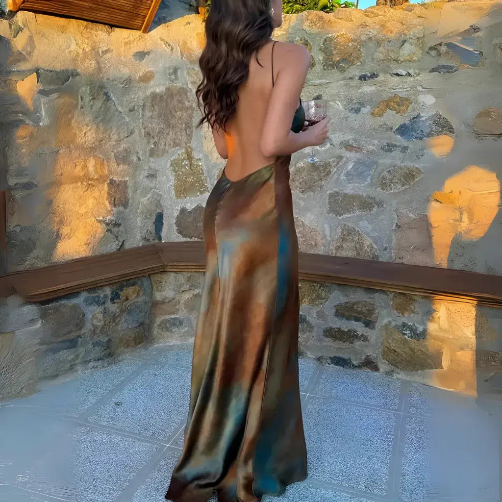 Vestido de Festa Longo Feminino de Cetim Elegante