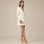 Vestido Blazer Curto Feminino Trespassado Decote V - Colette
