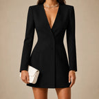 Vestido Blazer Curto Feminino Trespassado Decote V - Colette