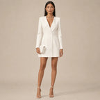 Vestido Blazer Curto Feminino Trespassado Decote V - Colette
