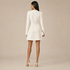 Vestido Blazer Curto Feminino Trespassado Decote V - Colette