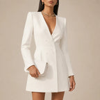 Vestido Blazer Curto Feminino Trespassado Decote V - Colette