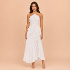 Vestido Feminino Longo Assimétrico Babados - Aurélie