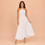 Vestido Feminino Longo Assimétrico Babados - Aurélie