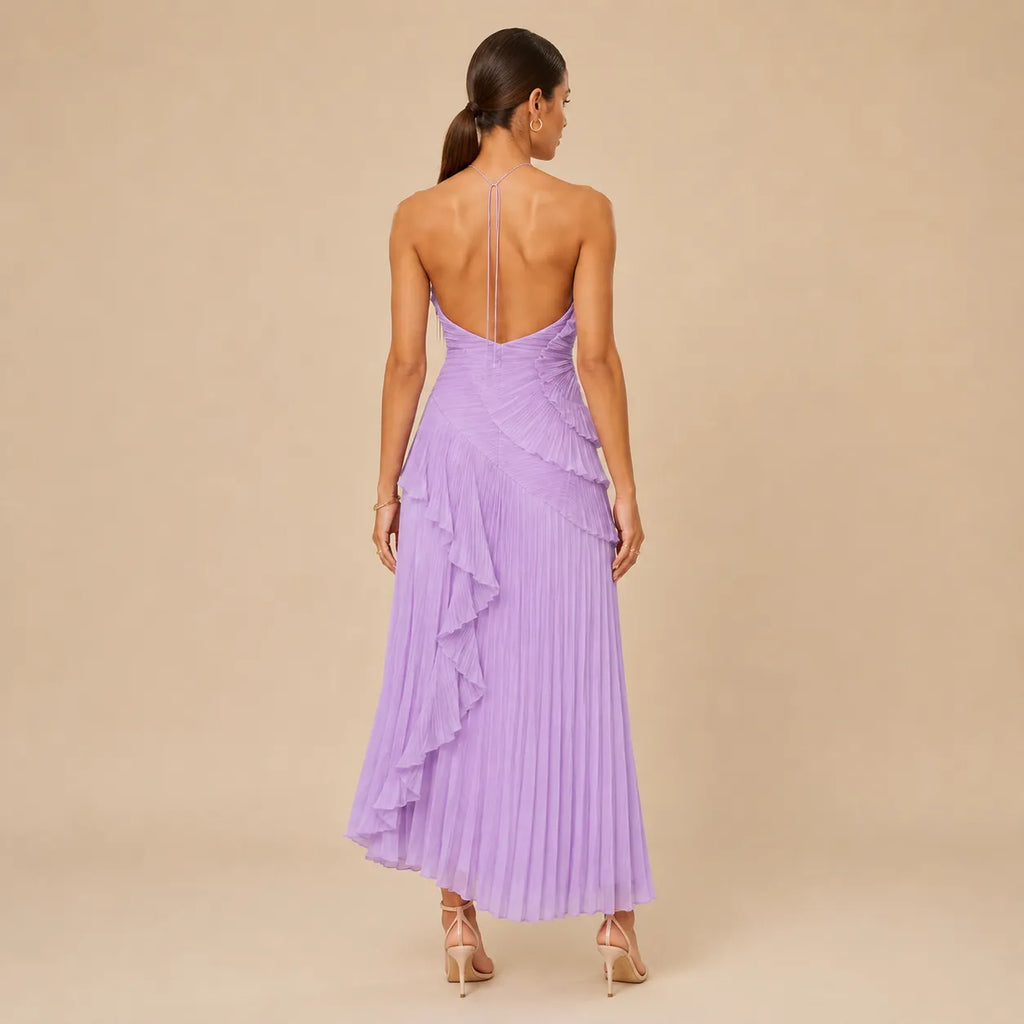 Vestido Feminino Longo Assimétrico Babados - Aurélie