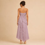 Vestido Feminino Longo Assimétrico Babados - Aurélie