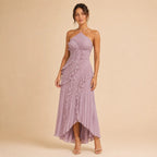 Vestido Feminino Longo Assimétrico Babados - Aurélie
