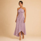 Vestido Feminino Longo Assimétrico Babados - Aurélie