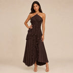 Vestido Feminino Longo Assimétrico Babados - Aurélie