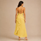 Vestido Feminino Longo Assimétrico Babados - Aurélie