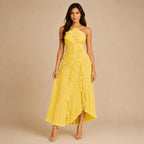 Vestido Feminino Longo Assimétrico Babados - Aurélie