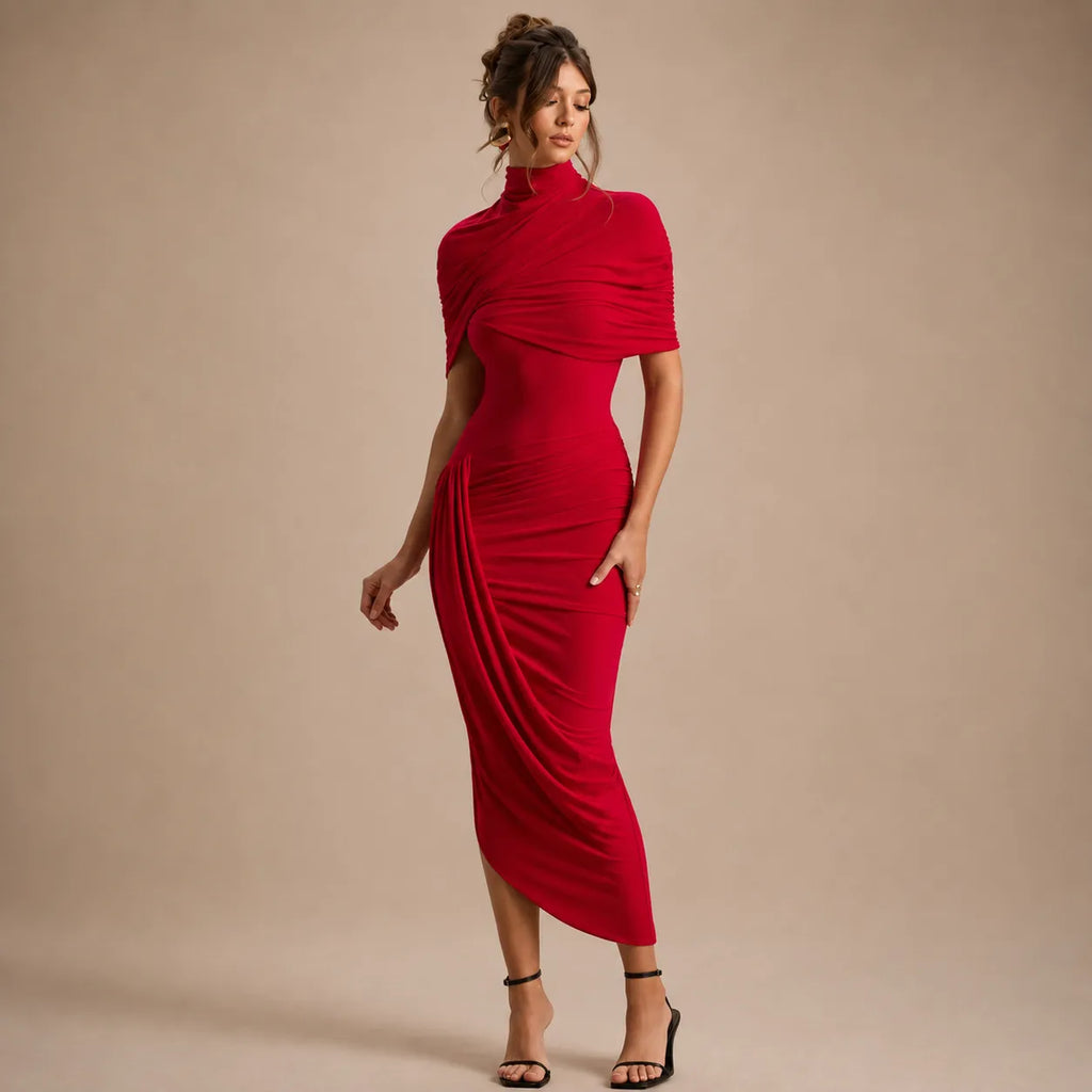 Vestido Feminino Longo Assimétrico Ombro Único – Lyra