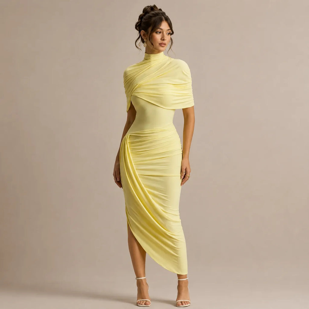 Vestido Feminino Longo Assimétrico Ombro Único – Lyra