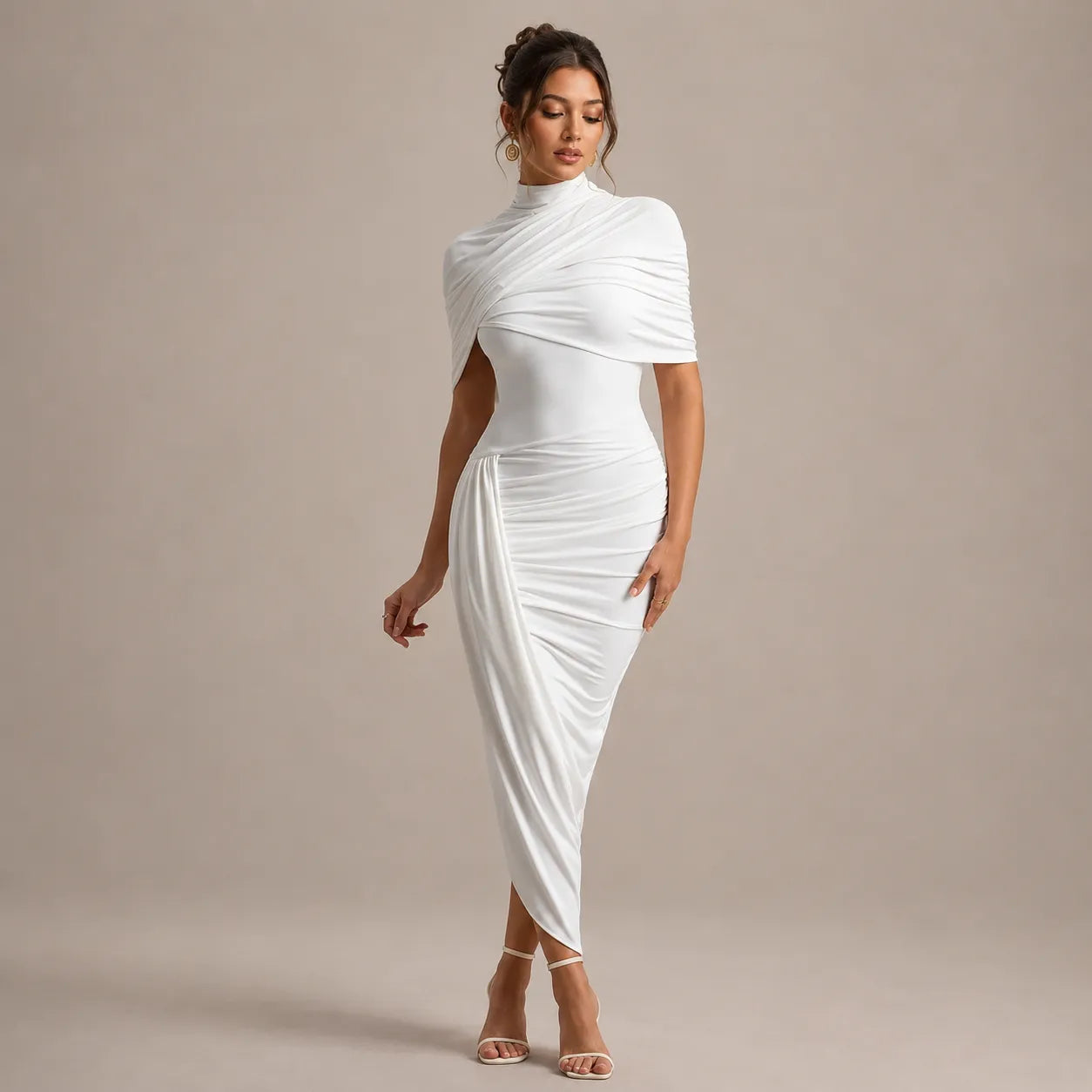 Vestido Feminino Longo Assimétrico Ombro Único – Lyra