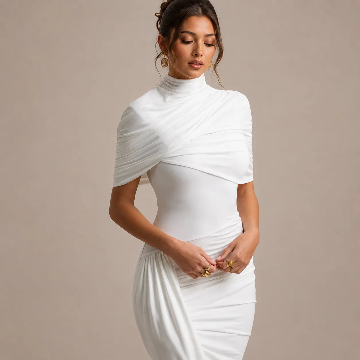 Vestido Feminino Longo Assimétrico Ombro Único – Lyra