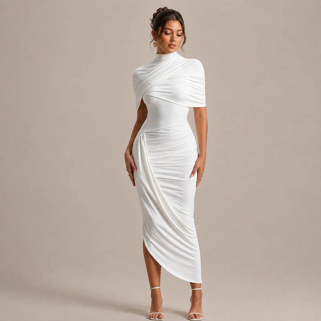 Vestido Feminino Longo Assimétrico Ombro Único – Lyra