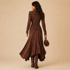 Vestido Longo Feminino Gola Lapela com Babados - Margaux