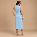 Vestido Midi Alfaiataria Feminino Social Amarração Lateral Sem Manga