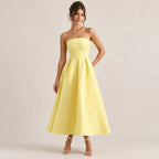 Vestido Midi Feminino Tomara que Caia Evasê - Céleste