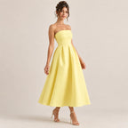 Vestido Midi Feminino Tomara que Caia Evasê - Céleste