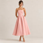 Vestido Midi Feminino Tomara que Caia Evasê - Céleste