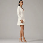 Vestido Blazer Curto Feminino Trespassado Decote V – Colette