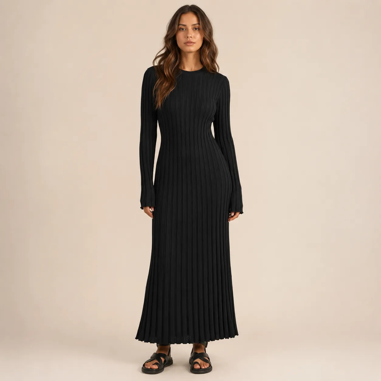 Vestido Feminino Longo Tricô Elegante – Olga