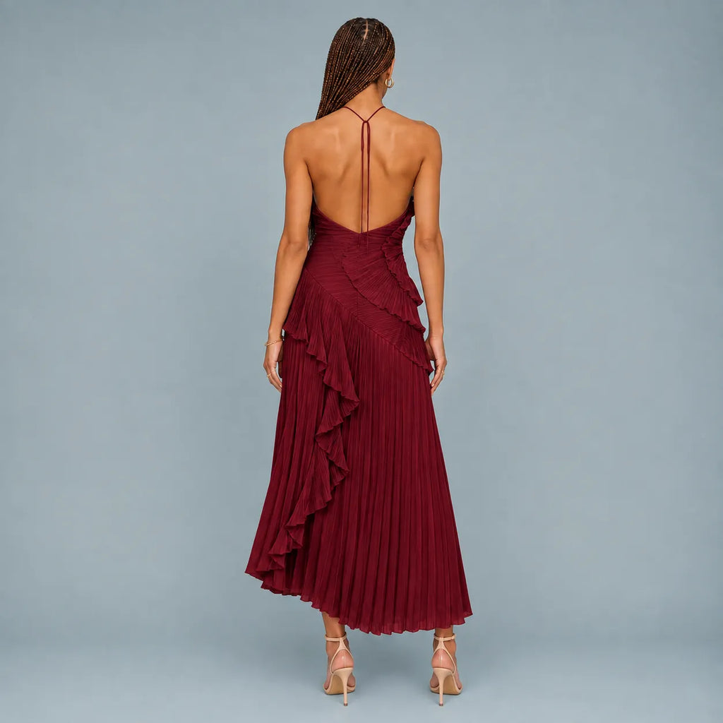 Vestido Feminino Longo Assimétrico Babados – Aurélie