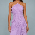 Vestido Feminino Longo Assimétrico Babados – Aurélie