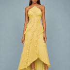 Vestido Feminino Longo Assimétrico Babados – Aurélie