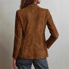 Blazer Feminino em Camurça Gola Lapela Botão Único – Léonie