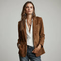 Blazer Feminino em Camurça Gola Lapela Botão Único – Léonie