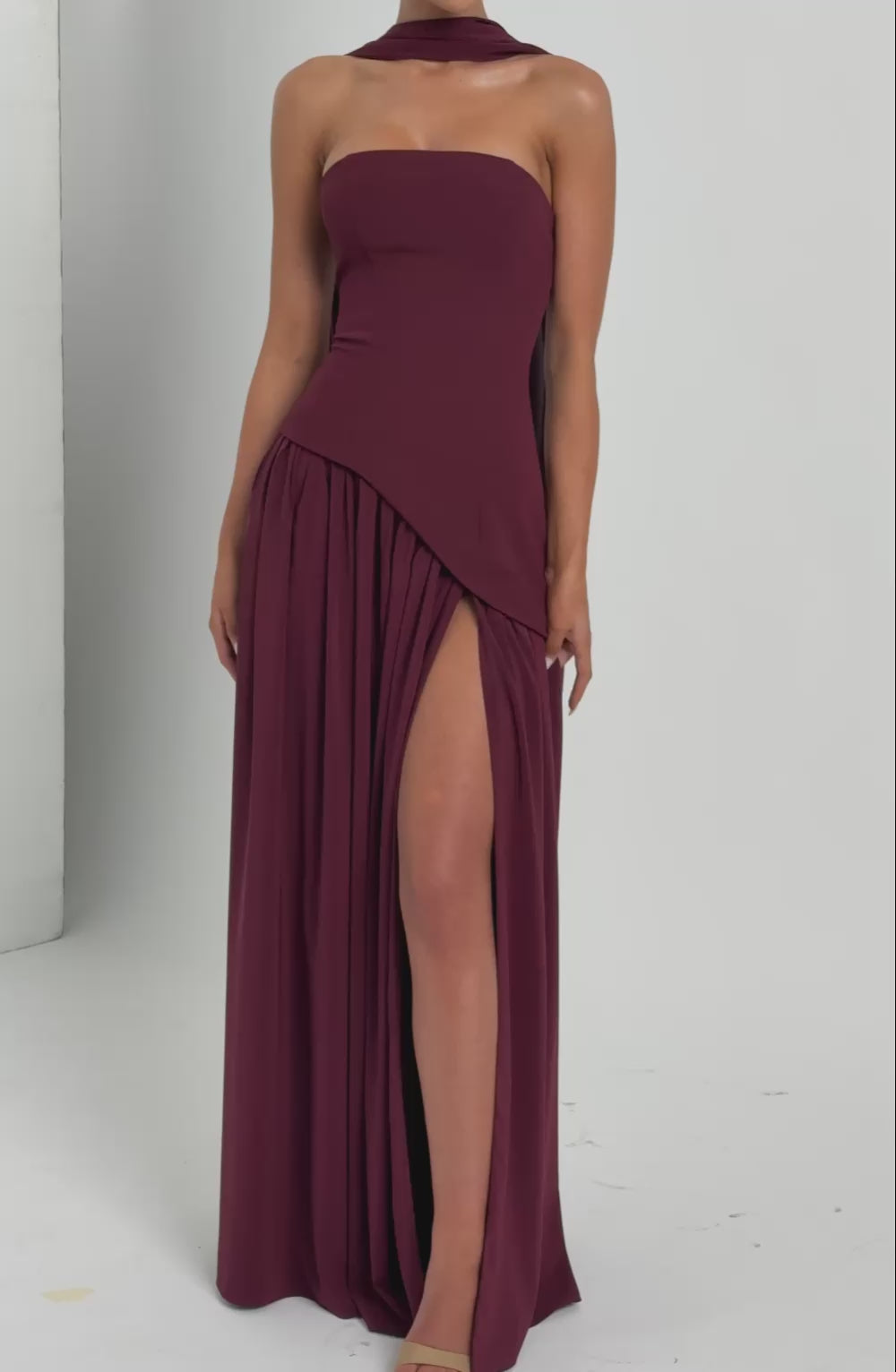 Vestido Feminino Longo Sem Alças Crepe – Mya