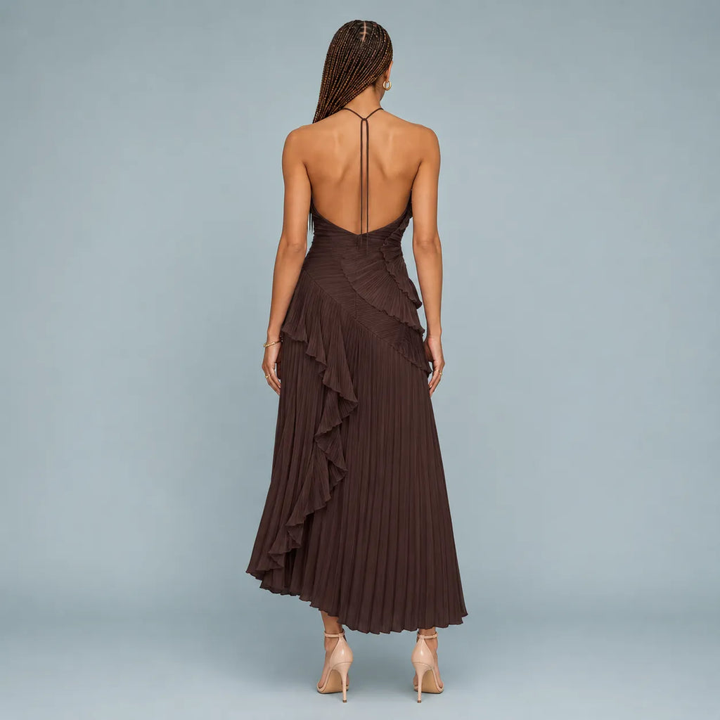 Vestido Feminino Longo Assimétrico Babados – Aurélie