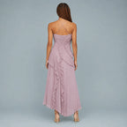 Vestido Feminino Longo Assimétrico Babados – Aurélie