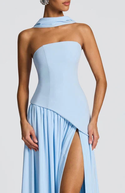 Vestido Feminino Longo Sem Alças Crepe – Mya