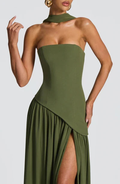 Vestido Feminino Longo Sem Alças Crepe – Mya