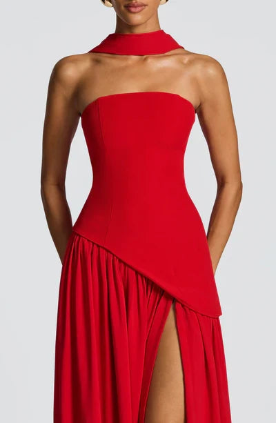 Vestido Feminino Longo Sem Alças Crepe – Mya