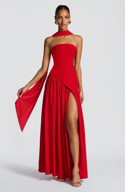 Vestido Feminino Longo Sem Alças Crepe – Mya
