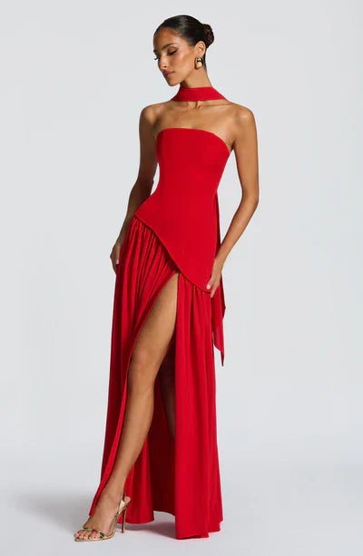 Vestido Feminino Longo Sem Alças Crepe – Mya