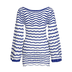 Vestido Saida de Praia Curto Elegante Listrado