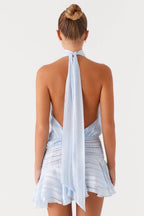 Vestido Feminino Curto Acetinado Gola Alta – Amalfi